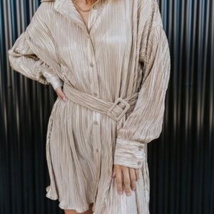 Elegant Pleated gold Dress